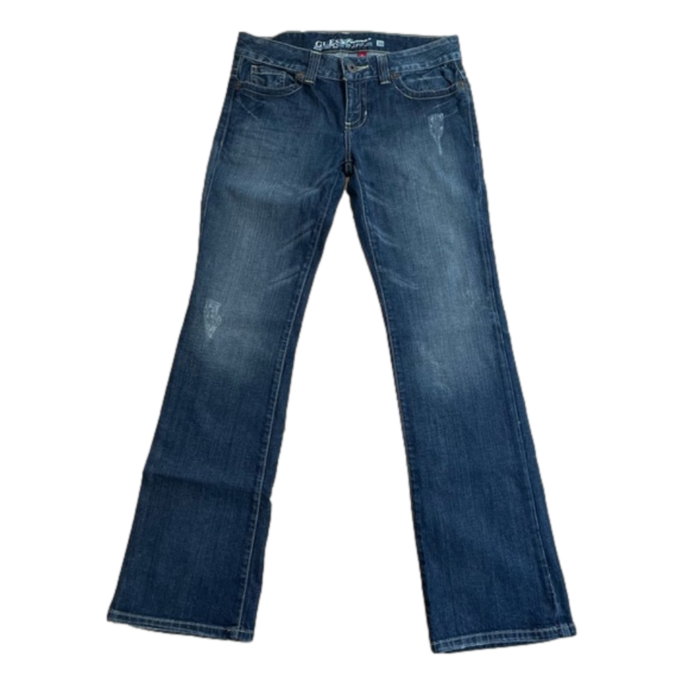 Guess Jeans Vintage Y2K Daredevil Distressed Bootcut Blue Denim Jeans Size 30